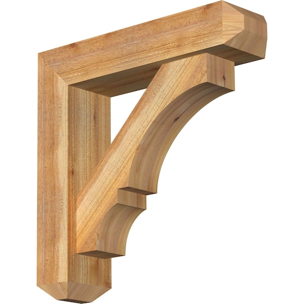 Ekena Millwork Balboa Craftsman Rough Sawn Bracket w/ Offset Brace, Western Red Cedar, 6"W x 24"D x 24"H BKT0604X24X24BOA04RWR - main